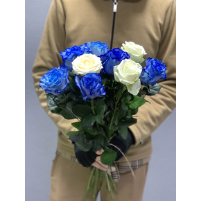 Букет 9 Голландских синих и белых роз