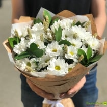Кликните для увеличения изображения Букет из хризантем и колосья