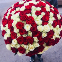Букет 125 роз (красные и белые)