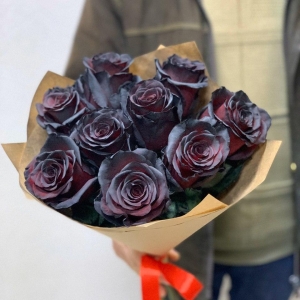 Букет из 9 чёрных роз