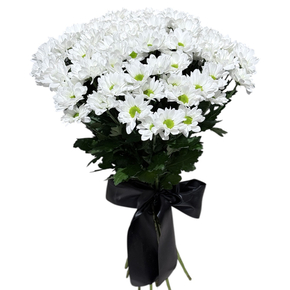Траурный букет из белых хризантем