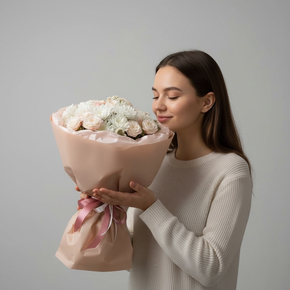 «Нежная гармония» — букет из роз и хризантем